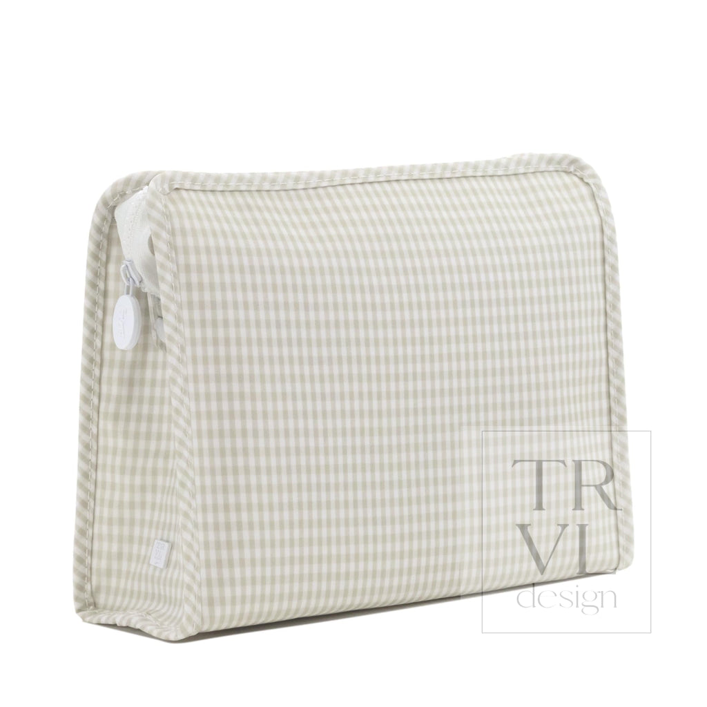 ROADIE LARGE Zip Pouch - GINGHAM PEARL GREY - Travel Pouches