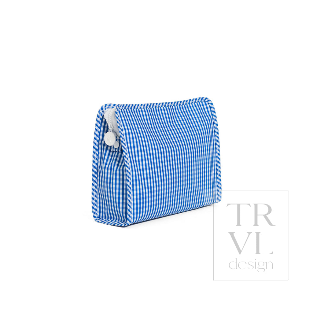 ROADIE LARGE Zip Pouch - GINGHAM ROYAL - Travel Pouches