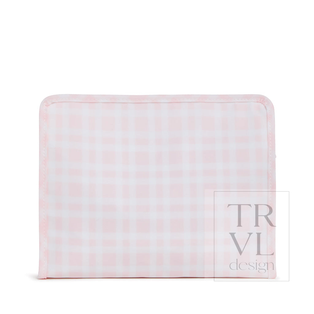 Roadie Large - Pimlico Plaid Pink Zip Pouch Travel Pouches