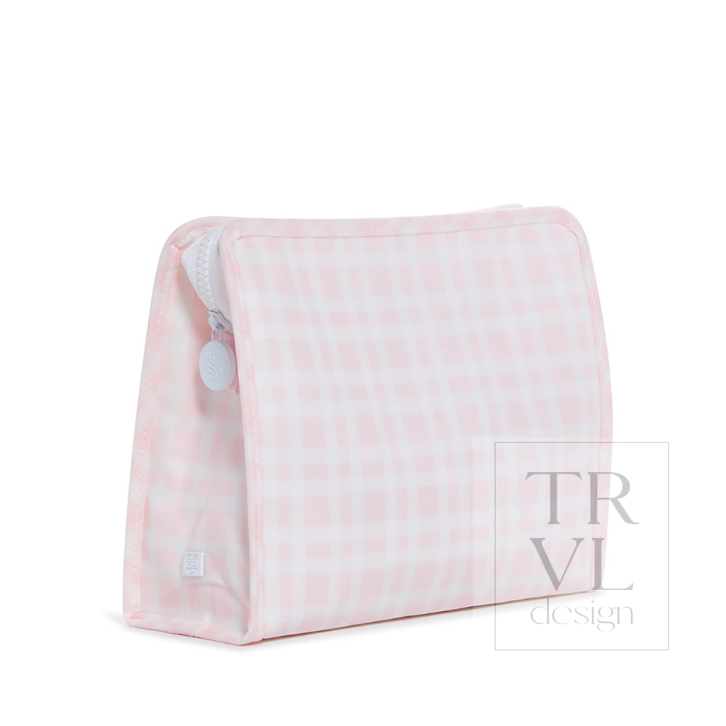 Roadie Large - Pimlico Plaid Pink Zip Pouch Travel Pouches