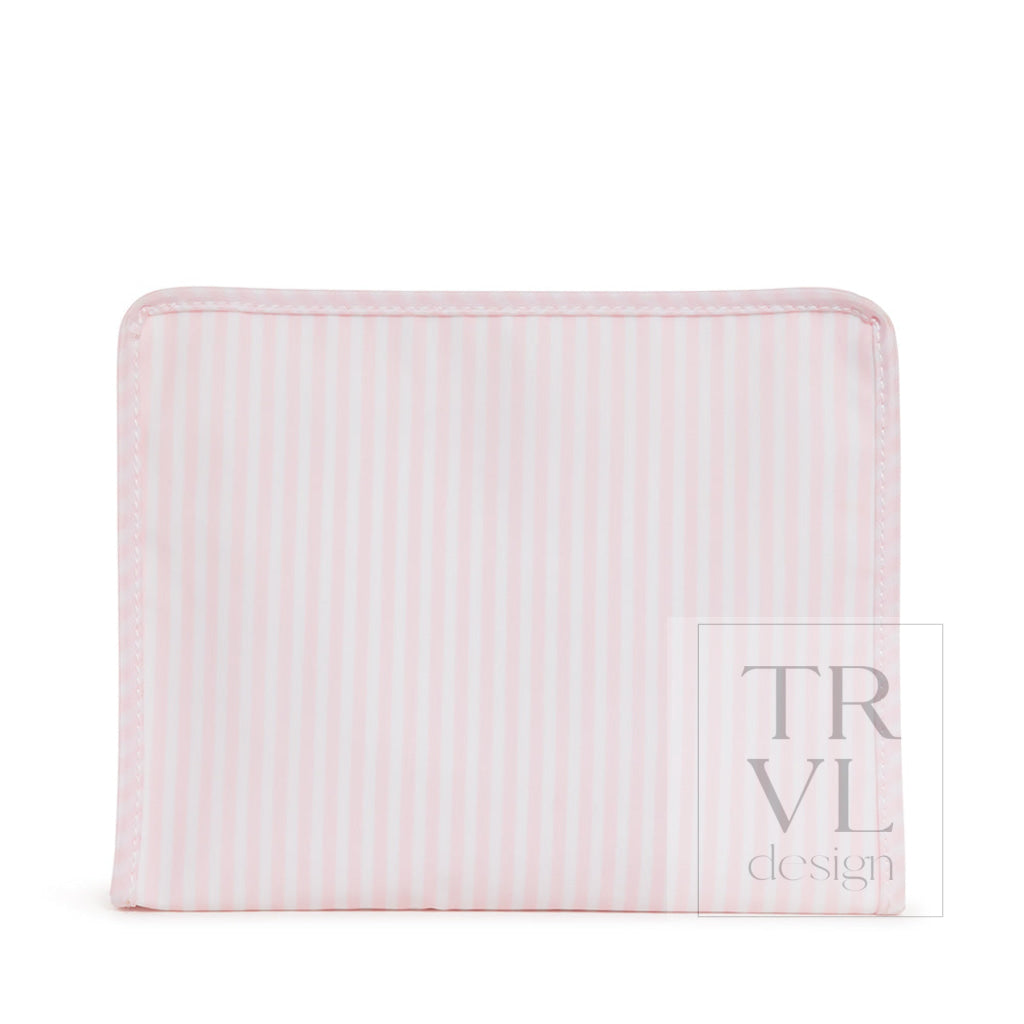 Roadie Large - Pimlico Stripe Pink Zip Pouch