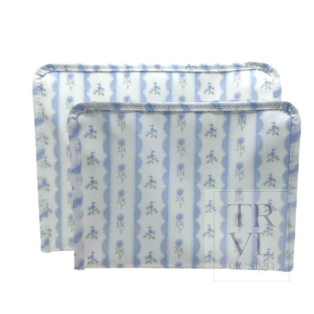 Roadie Large - Ribbon Floral Blue Zip Pouch *New! Pre-Order 6/30*