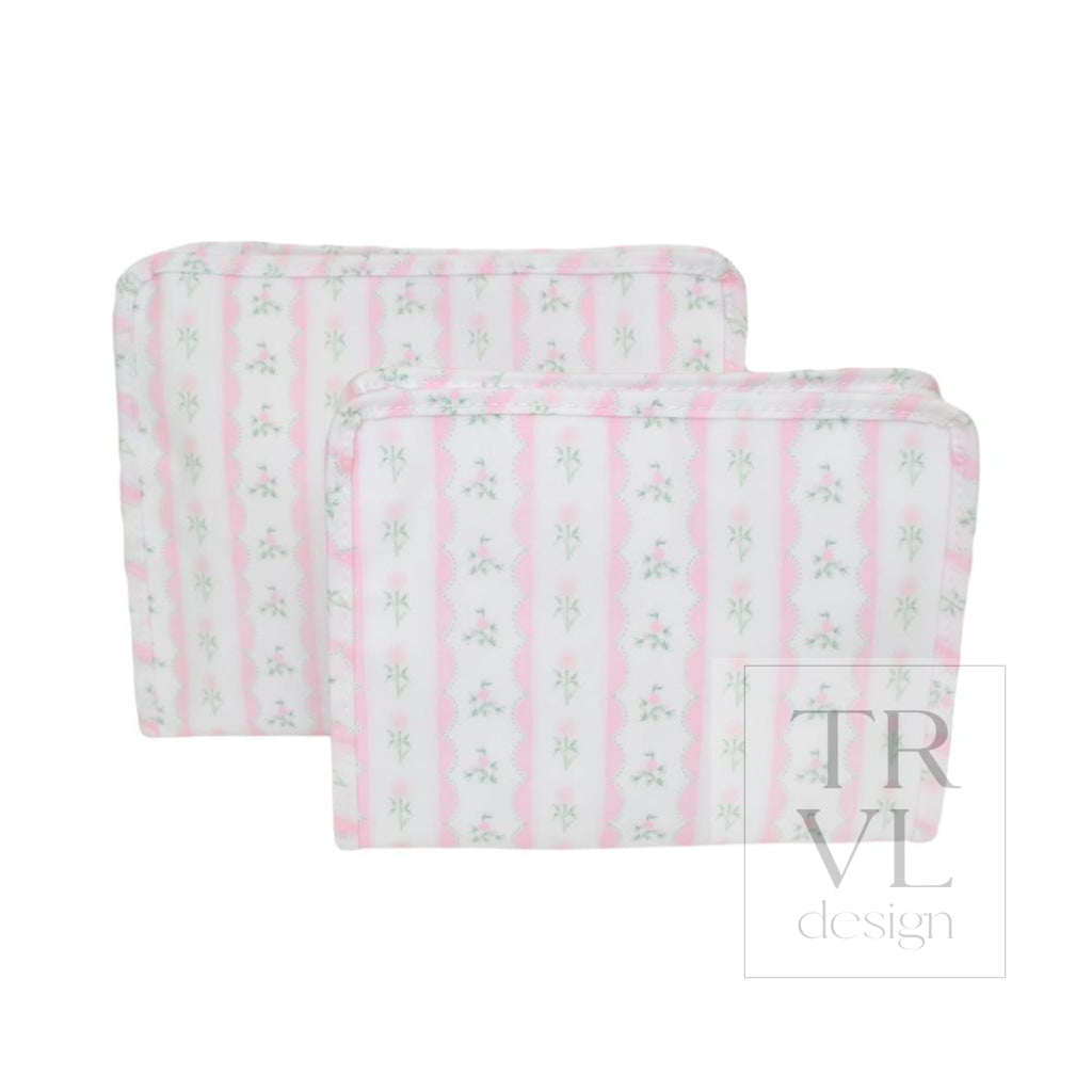 Roadie Large - Ribbon Floral Pink Zip Pouch *New! *Pre-Order 8/1