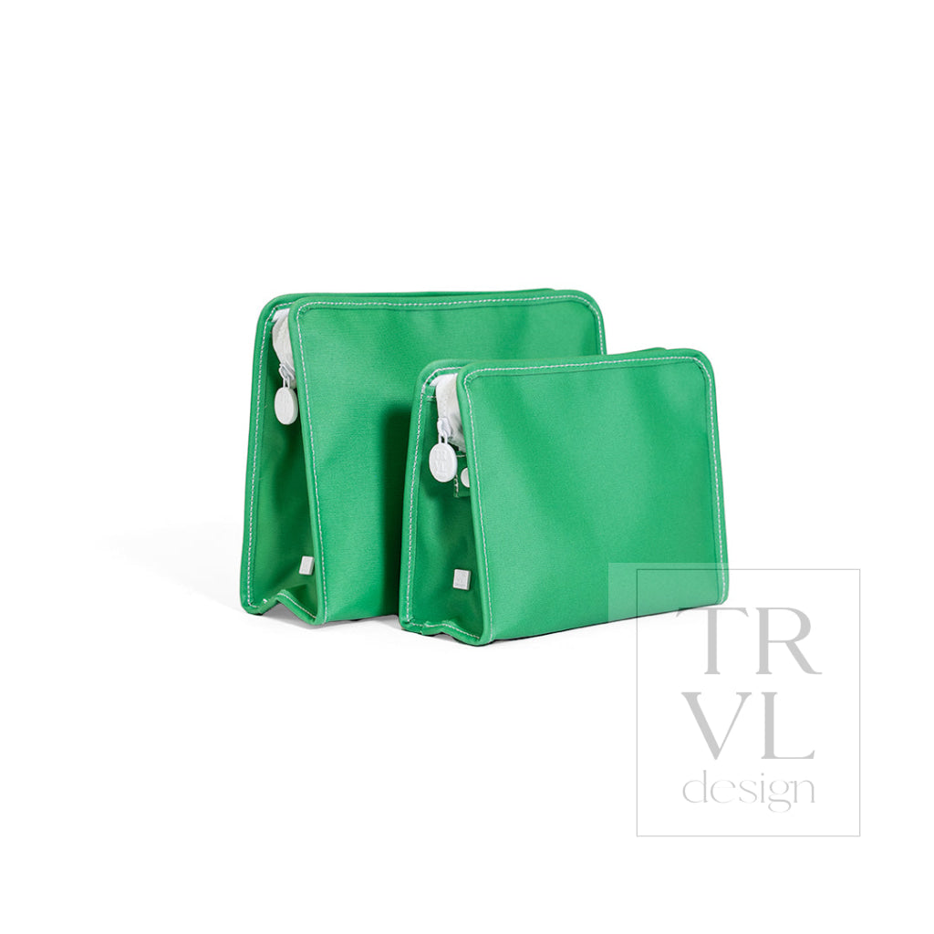 ROADIE MEDIUM Zip Pouch - COATED CANVAS KELLY GREEN - Travel Pouches
