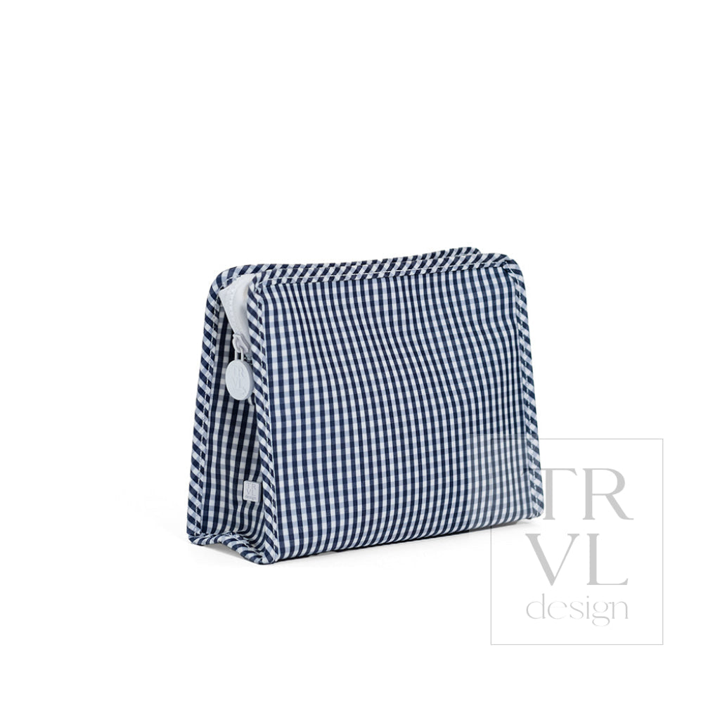 ROADIE MEDIUM Zip Pouch - GINGHAM NAVY - Travel Pouches