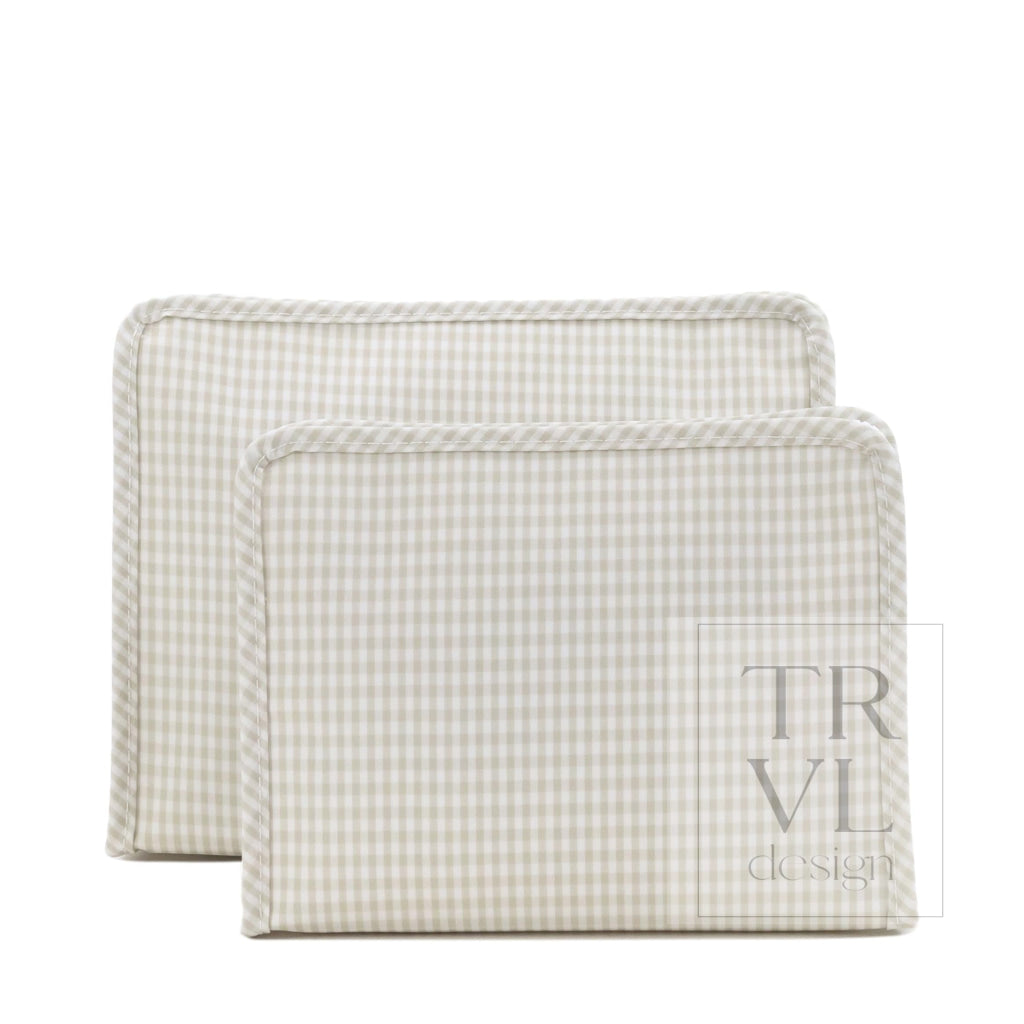 ROADIE MEDIUM Zip Pouch - GINGHAM PEARL GREY - Travel Pouches