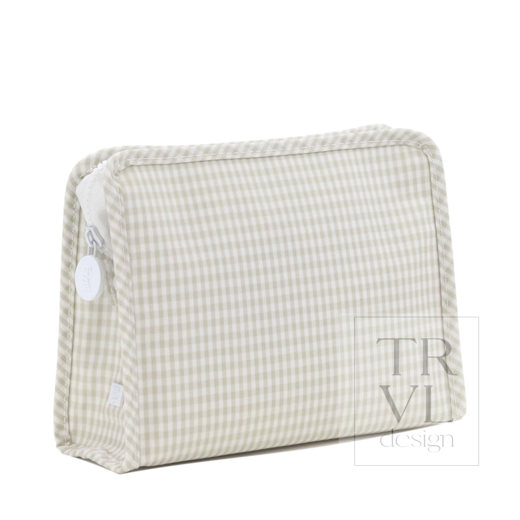 ROADIE MEDIUM Zip Pouch - GINGHAM PEARL GREY - Travel Pouches