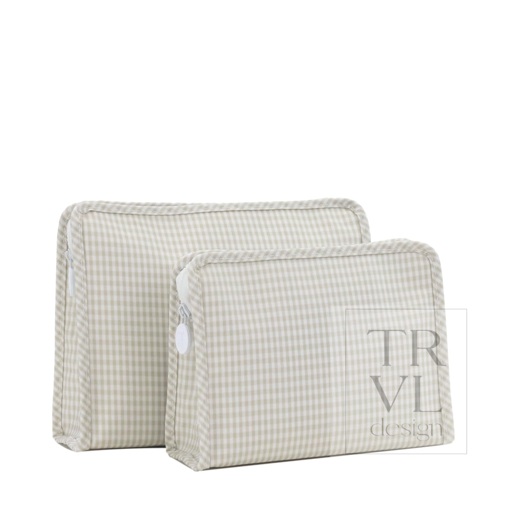 ROADIE MEDIUM Zip Pouch - GINGHAM PEARL GREY - Travel Pouches