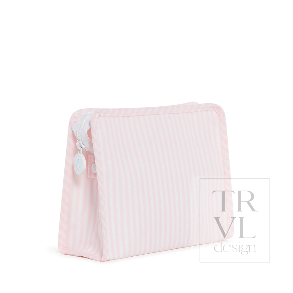 Roadie Medium - Pimlico Stripe Pink Zip Pouch