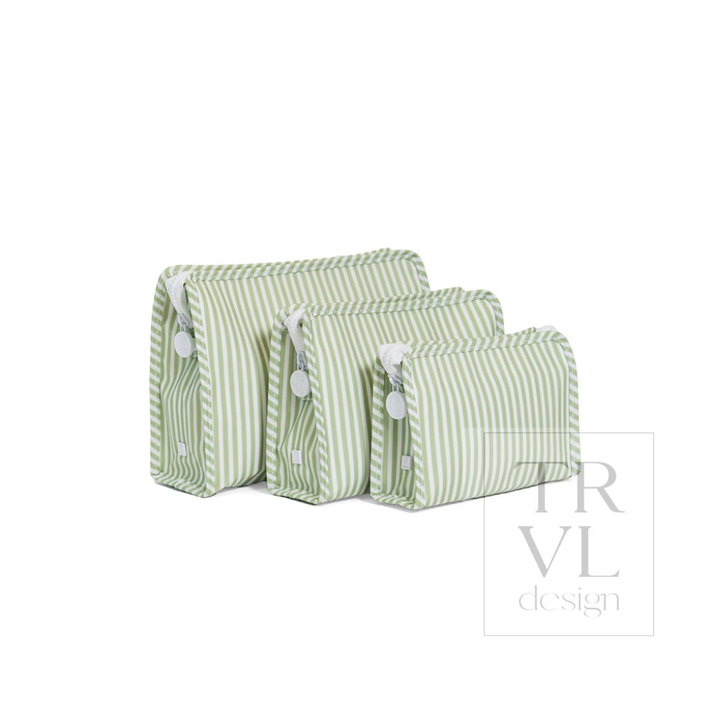 ROADIE MEDIUM Zip Pouch - PIMLICO STRIPE SAGE - Travel Pouches