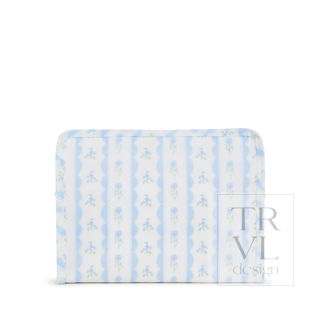 Roadie Medium - Ribbon Floral Blue Zip Pouch Travel Pouches