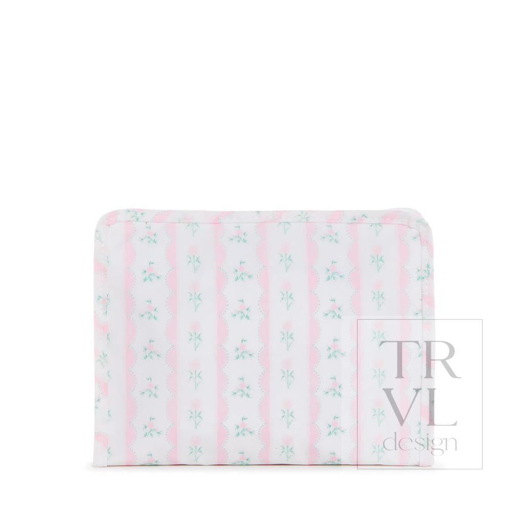 Roadie Medium - Ribbon Floral Pink Zip Pouch Travel Pouches