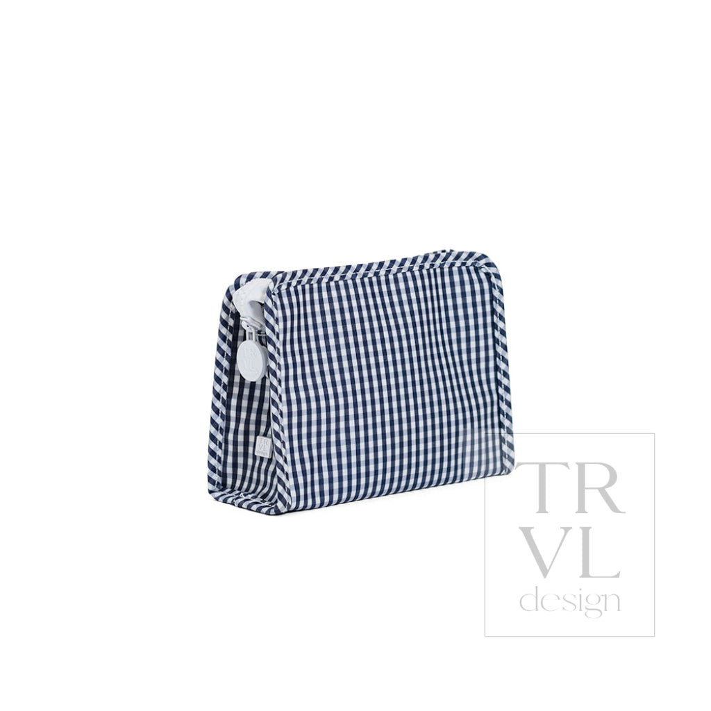 ROADIE SMALL Zip Pouch - GINGHAM NAVY - Travel Pouches