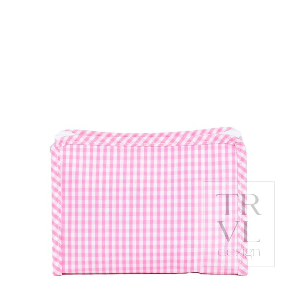 ROADIE SMALL Zip Pouch - GINGHAM PINK - Travel Pouches