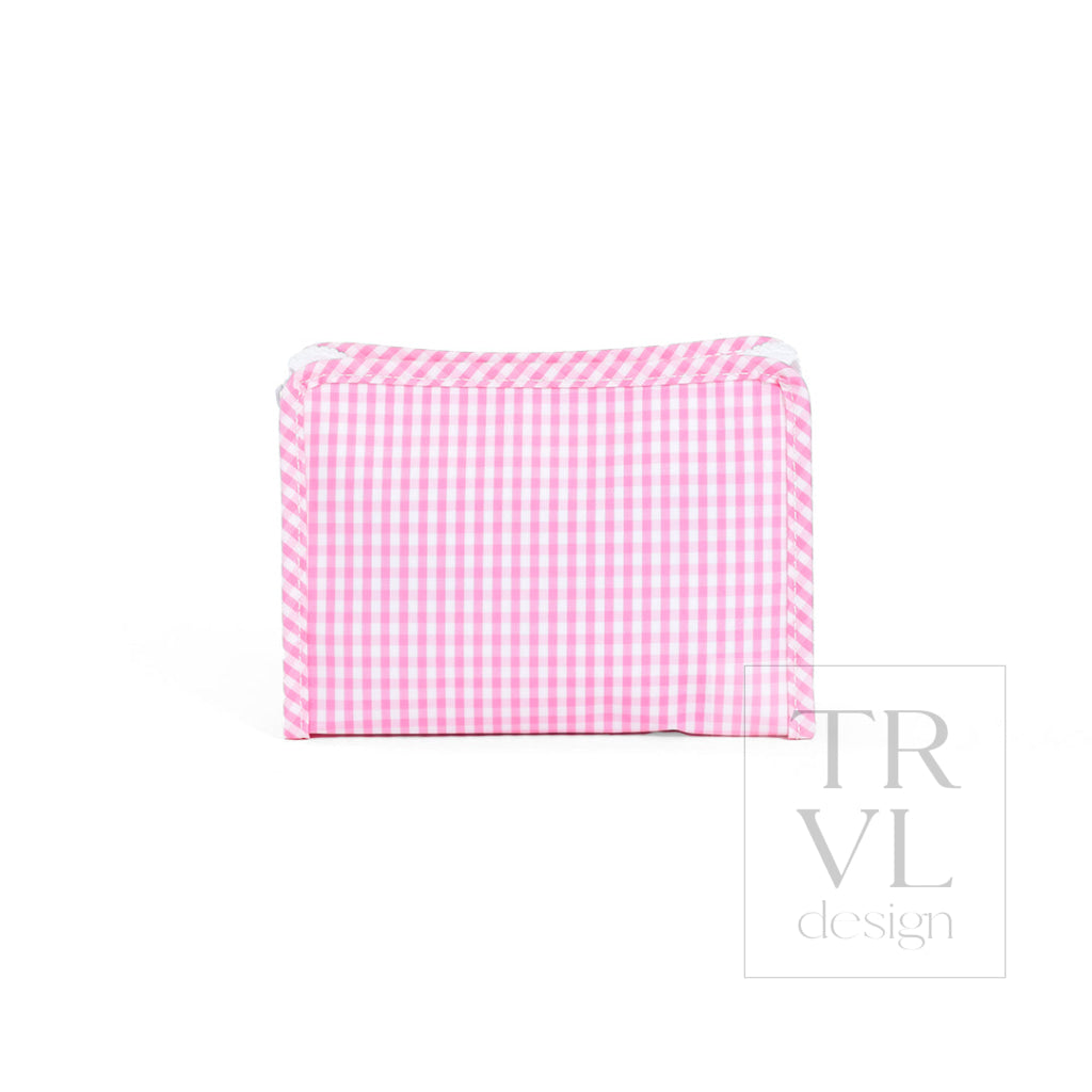 ROADIE SMALL Zip Pouch - GINGHAM PINK - Travel Pouches