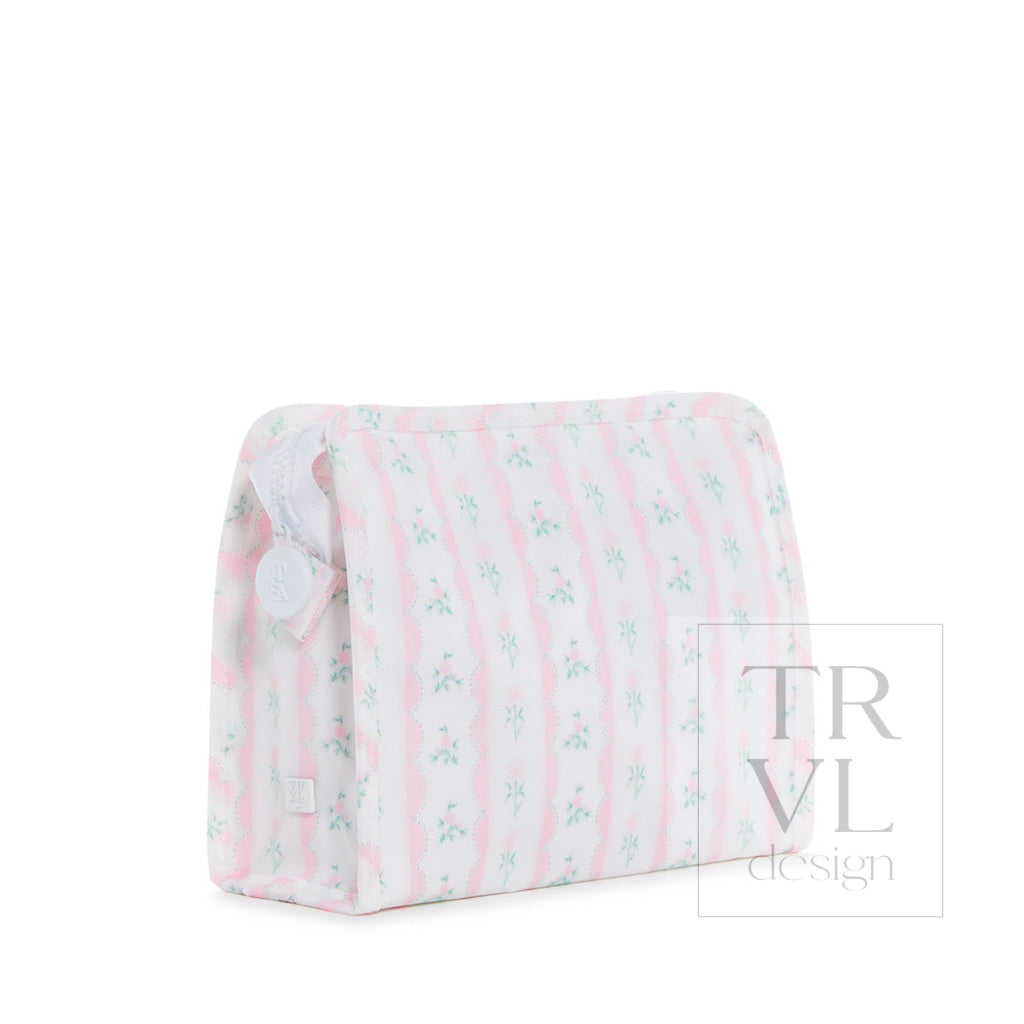 Roadie Medium - Ribbon Floral Pink Zip Pouch Travel Pouches