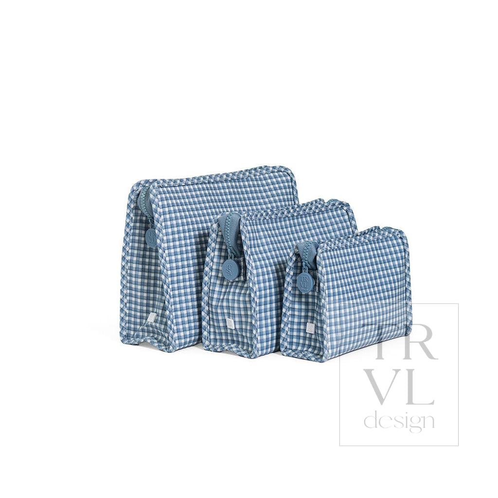 ROADIE SMALL Zip Pouch - RODEO CHECK INDIGO - Travel Pouches