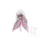 Signature Hair Accessories - Bow Scrunchies Set 2 - Pre pack 3 - Garden Floral (with Dusty Rose Stripe) - Hair