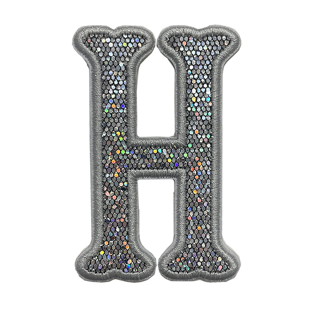 Silver Glitter Appliqué Letters *2 Pc Pre-Pack* Letter H