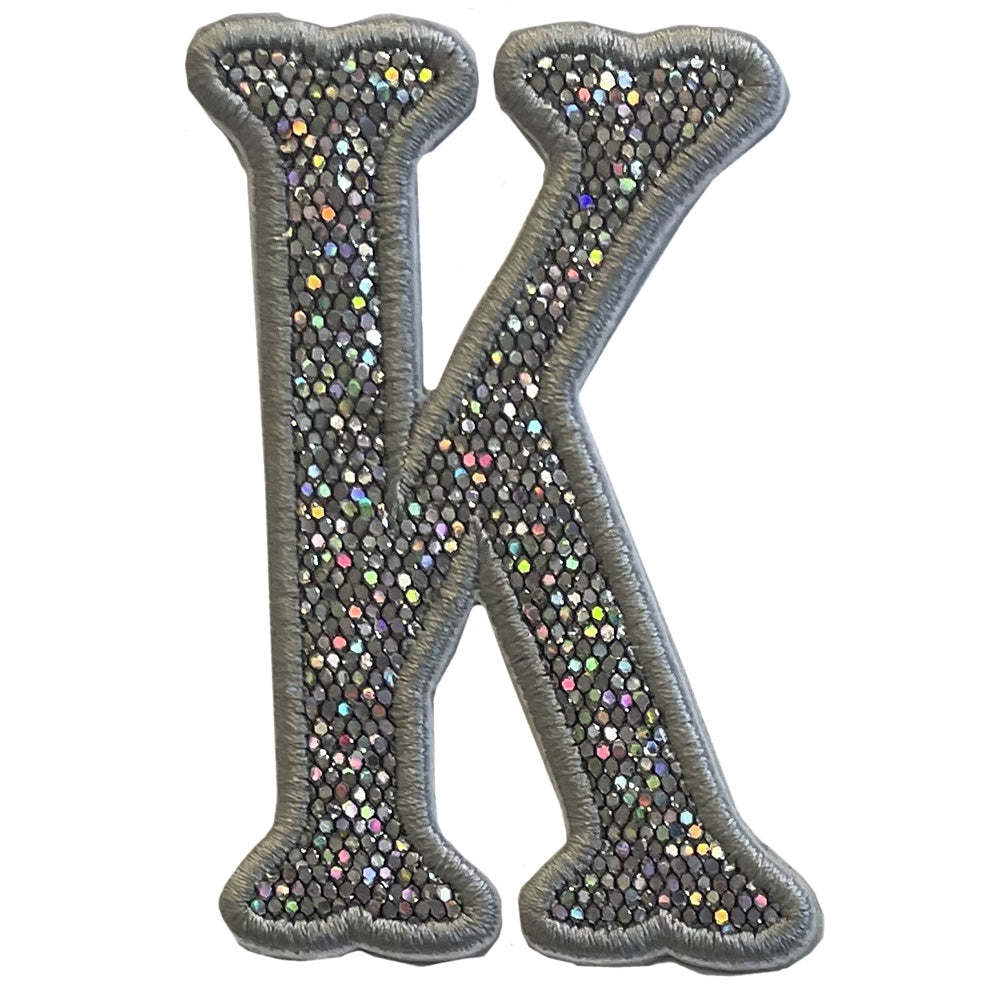 Silver Glitter Appliqué Letters *2 Pc Pre - Pack* Letter K