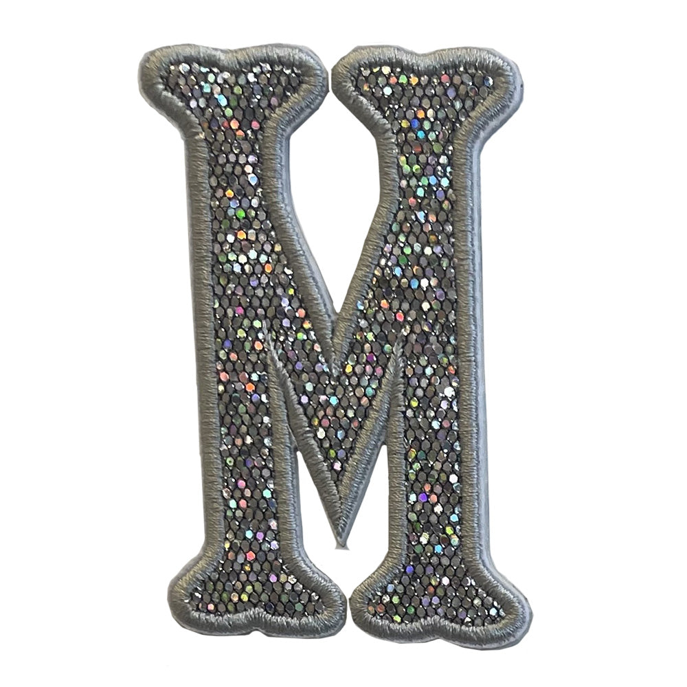 Silver Glitter Appliqué Letters *2 Pc Pre - Pack* Letter M