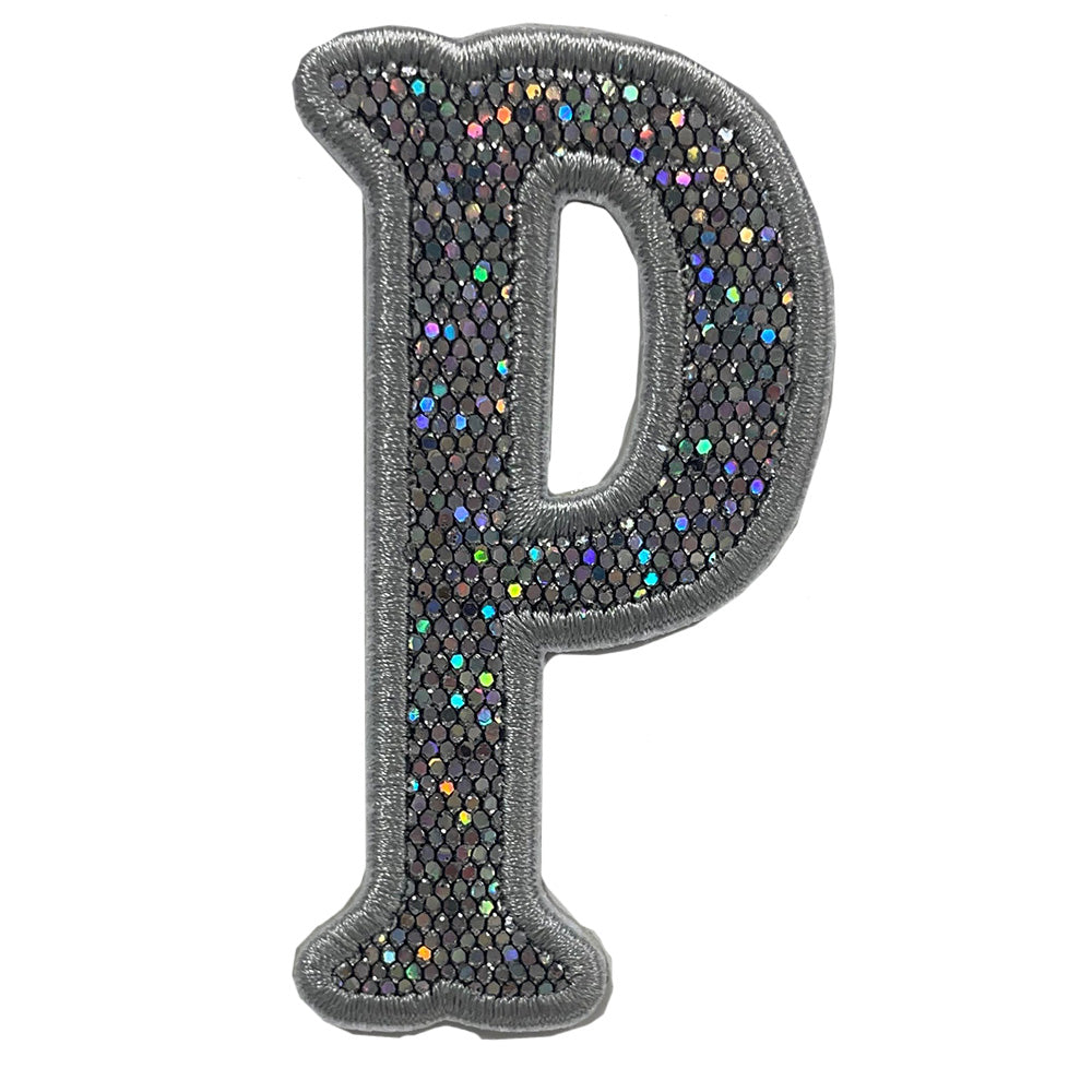 Silver Glitter Appliqué Letters *2 Pc Pre-Pack* Letter P