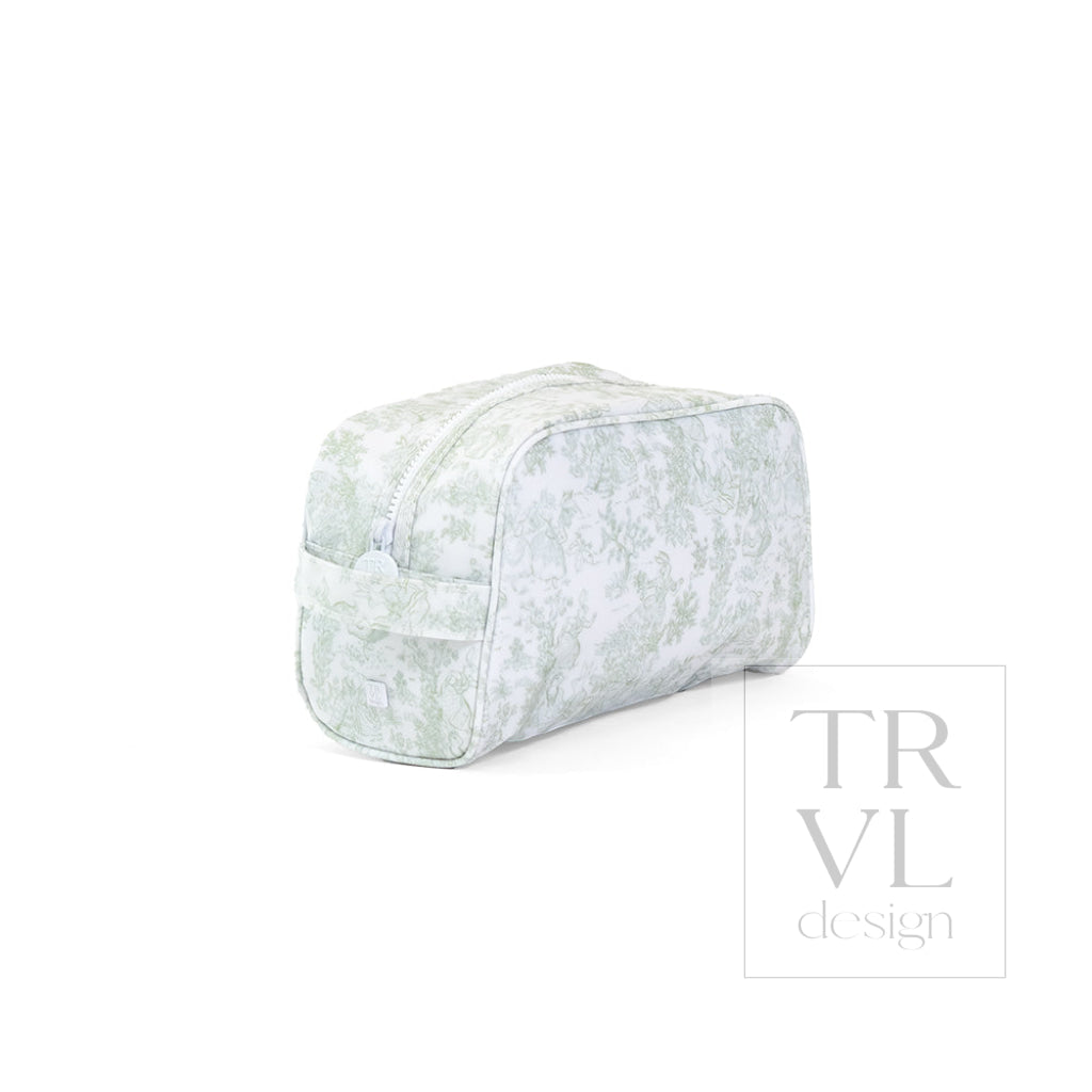 STOWAWAY Toiletry Bag - Bunny Toile Green - Cosmetic & Toiletry Bags