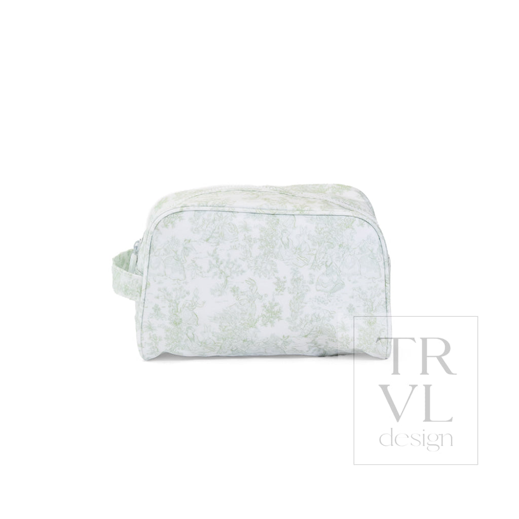 STOWAWAY Toiletry Bag - Bunny Toile Green - Cosmetic & Toiletry Bags