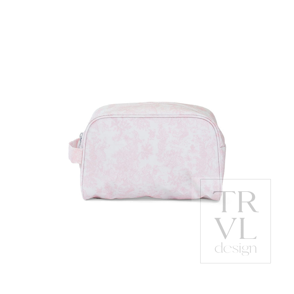 STOWAWAY Toiletry Bag - Bunny Toile Pink - Cosmetic & Toiletry Bags