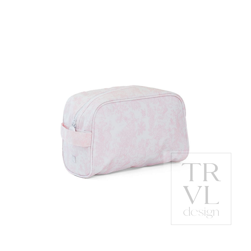 STOWAWAY Toiletry Bag - Bunny Toile Pink - Cosmetic & Toiletry Bags