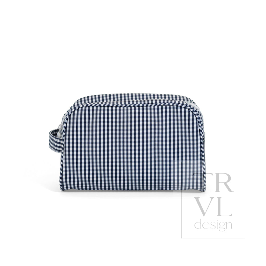 STOWAWAY Toiletry Bag - NAVY GINGHAM - Cosmetic & Toiletry Bags