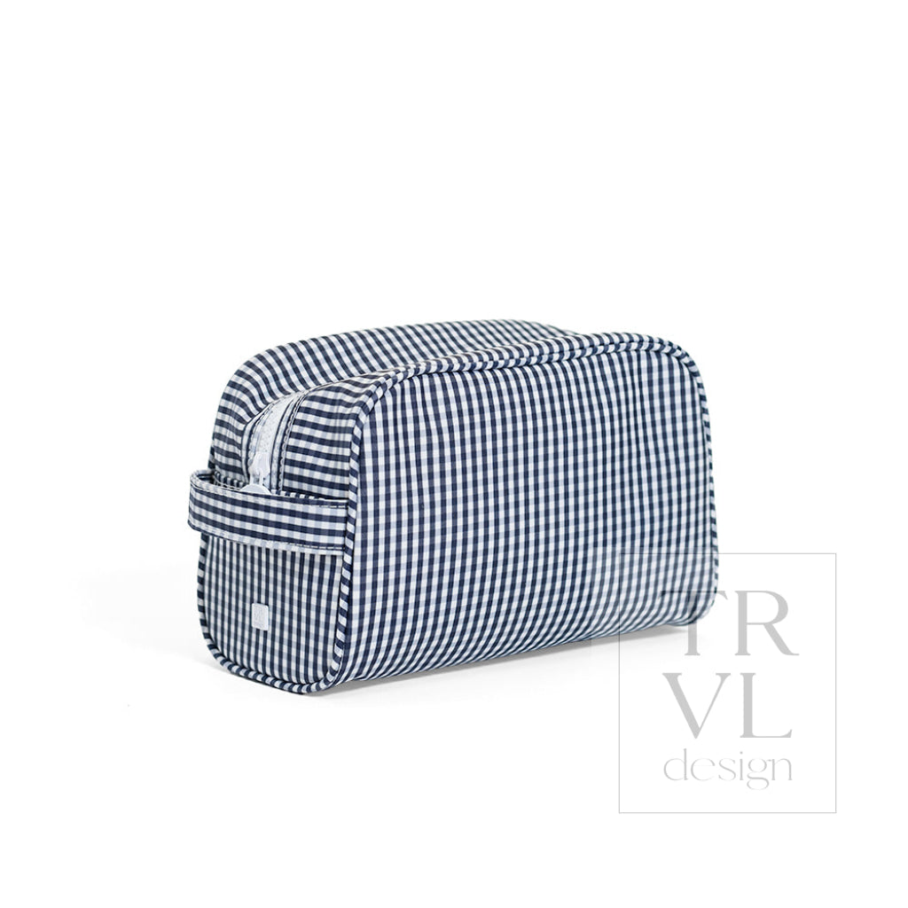 STOWAWAY Toiletry Bag - NAVY GINGHAM - Cosmetic & Toiletry Bags