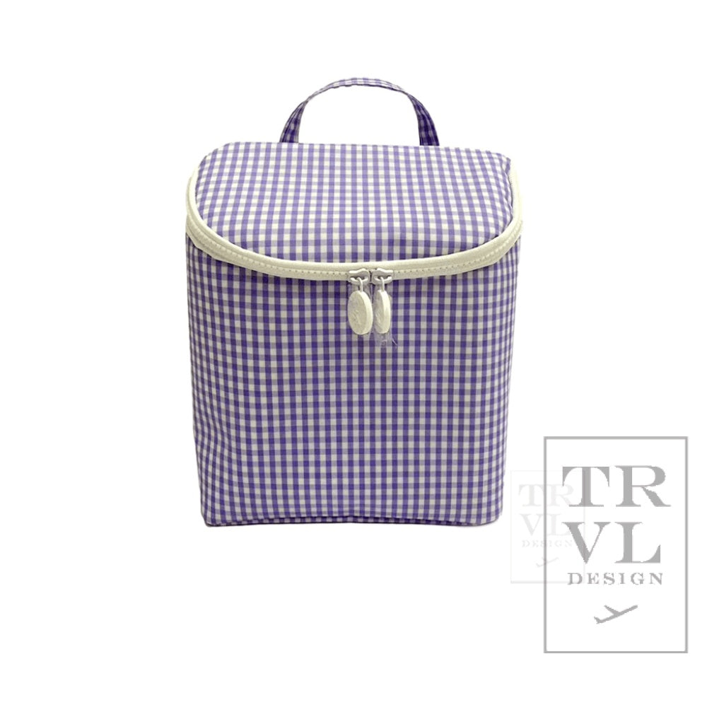 TAKE AWAY LUNCH BAG - INSULATED GINGHAM LILAC